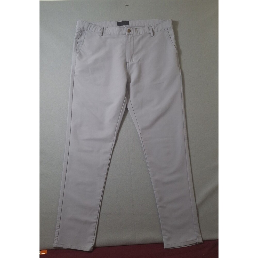 Nomad Slim Fit Stretch Khaki Pants Men 38x32 Light Gray Chino Casual Lightweight